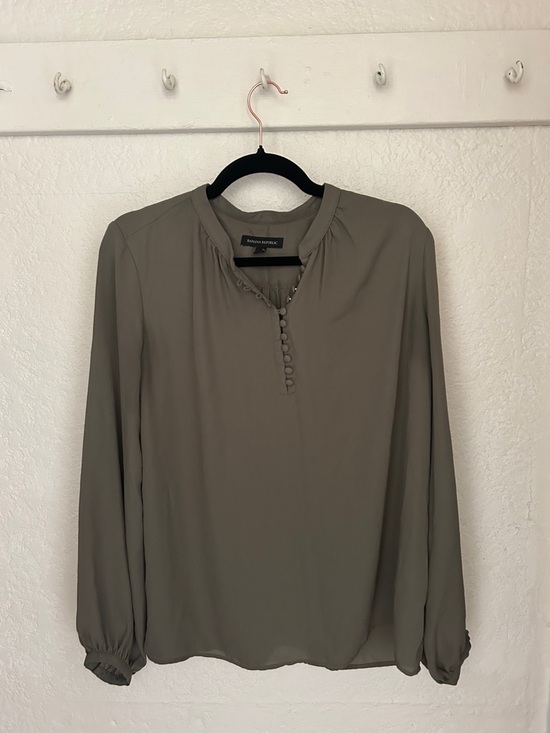 Banana Republic Tops - Banana Republic Olive Blouse with Covered Button Placket